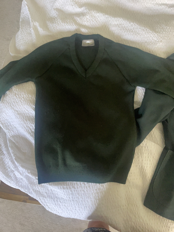 Dark Green school jumper from school shop